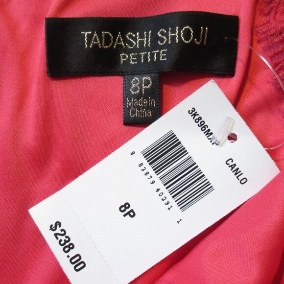 NWT TADASHI SHOJI Embroidered Lace V-neck Sheath in Cantaloupe Dress 8P - Picture 5 of 10